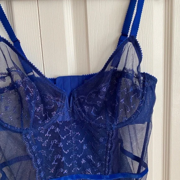 BNWOTSavageXFenty blue corset with sheer panels - Picture 7 of 9